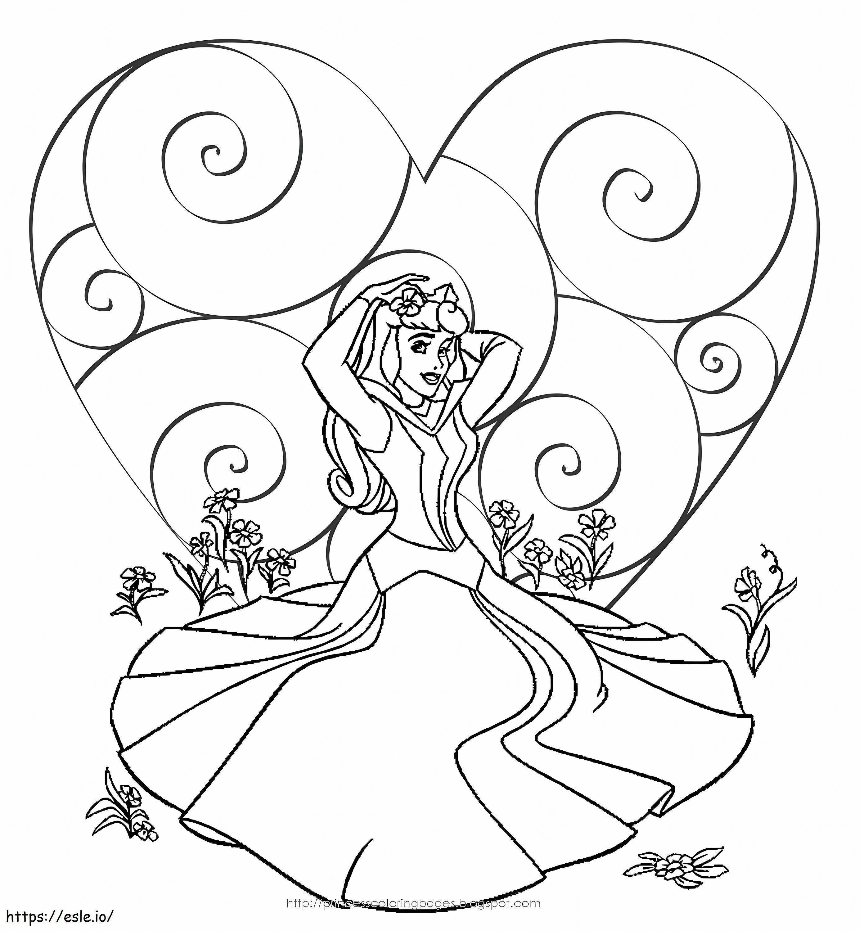 Coloriage Princesse Disney Saint-Valentin à imprimer dessin