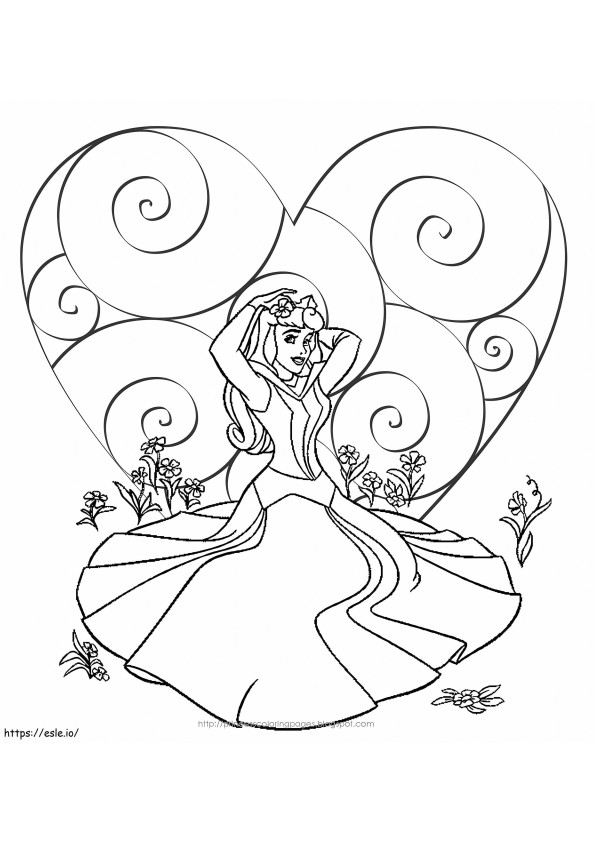 Prinsessa Disney Valentine värityskuva