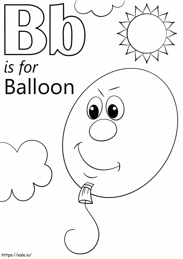 Balloon Letter B And Sun coloring page