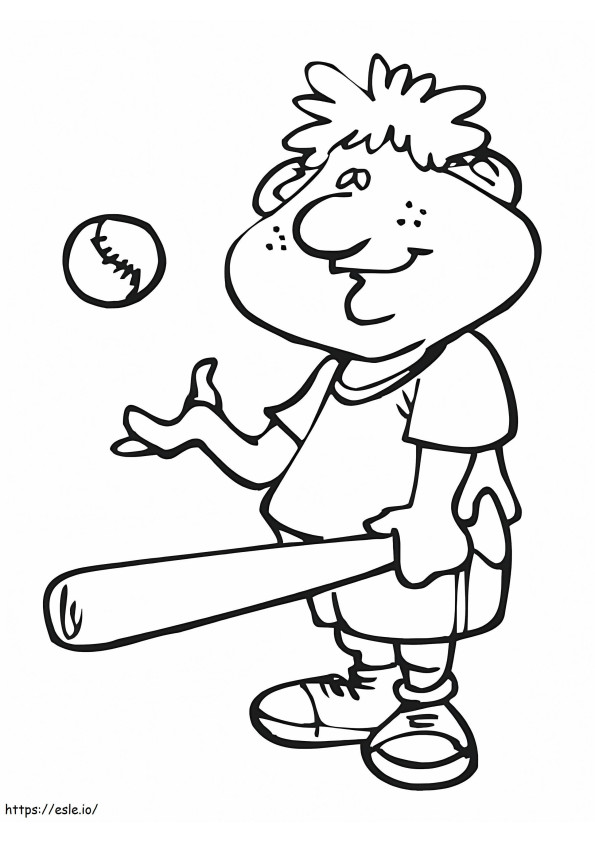 Un niño jugando béisbol para colorear