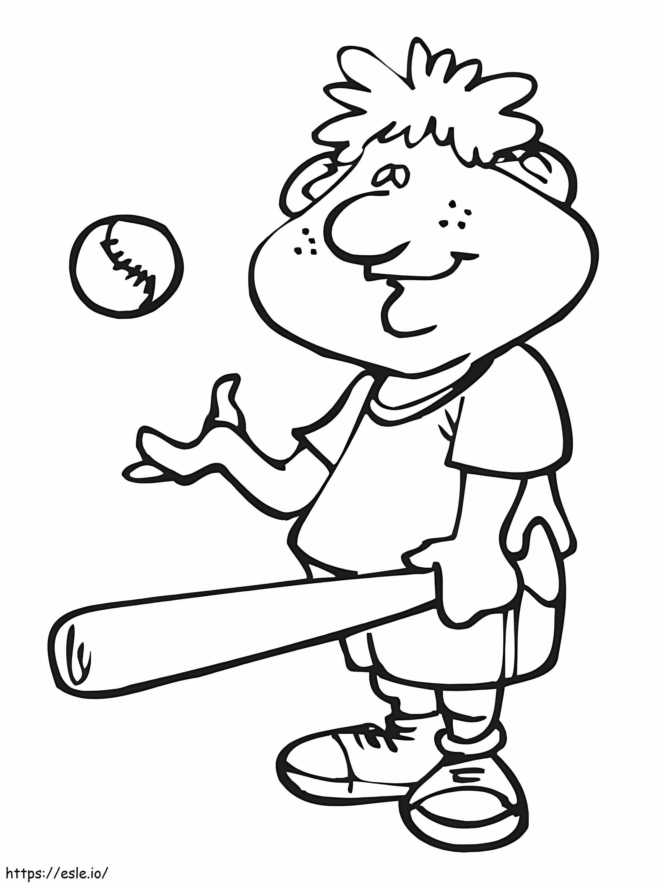 A Boy Playing Baseball coloring page