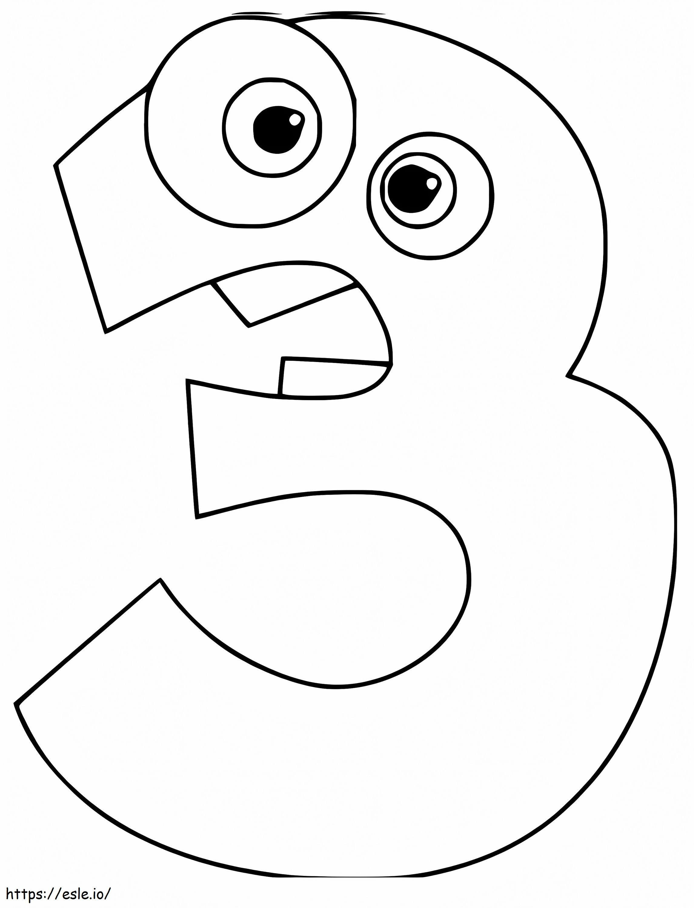 Funny Number 3 coloring page