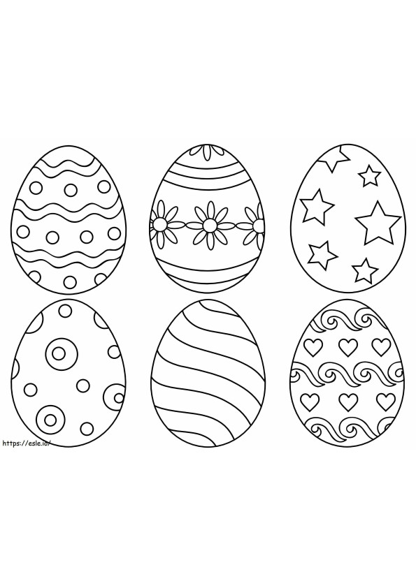 Coloriage Six œufs de Pâques à imprimer dessin
