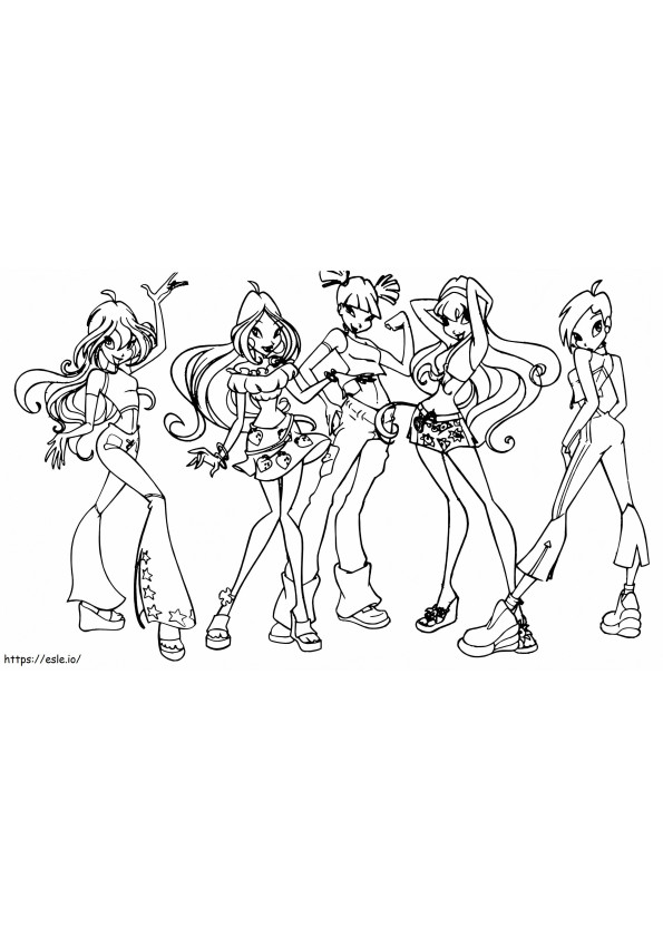 Team Winx Club Enchantix coloring page