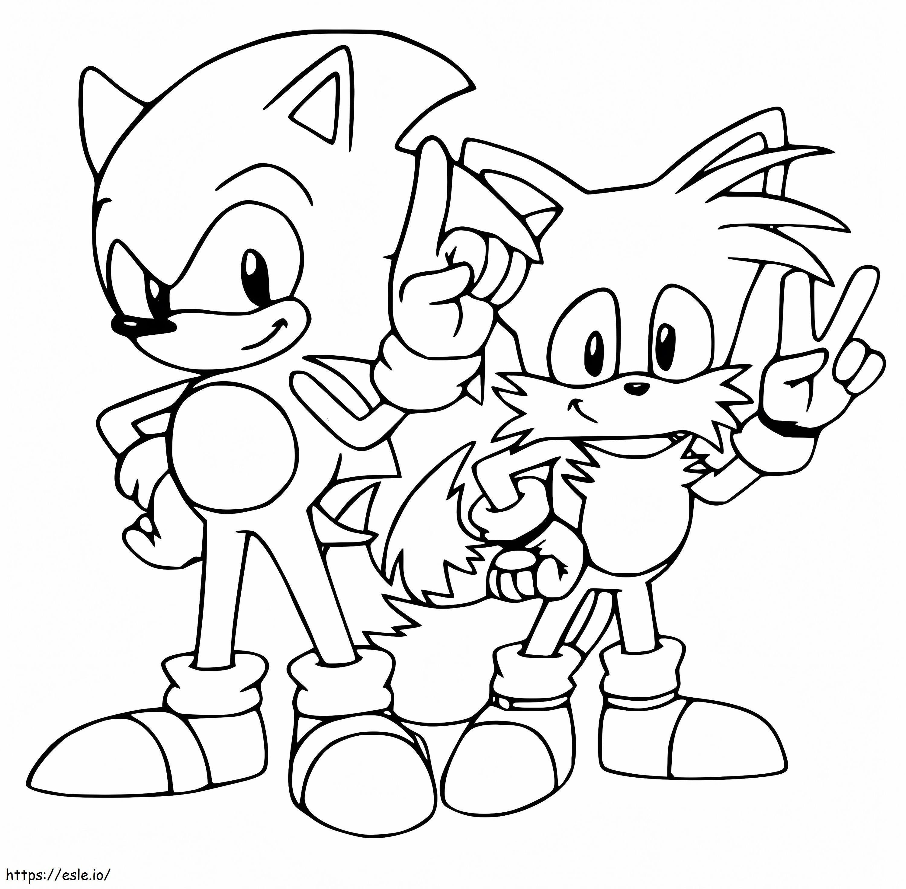 Coloriage Sonic et Tails à imprimer dessin