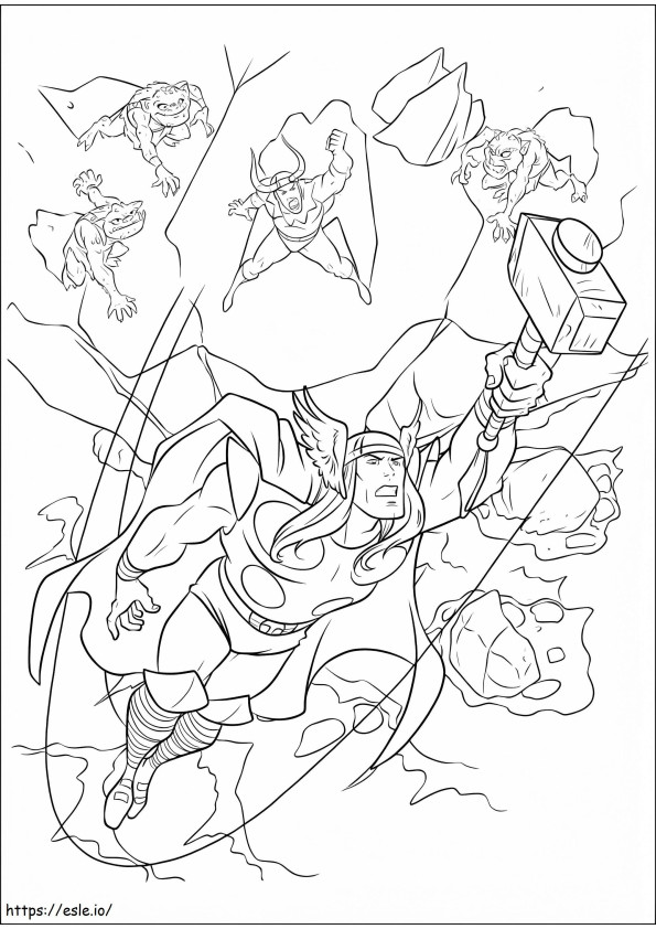 Thor Flies coloring page