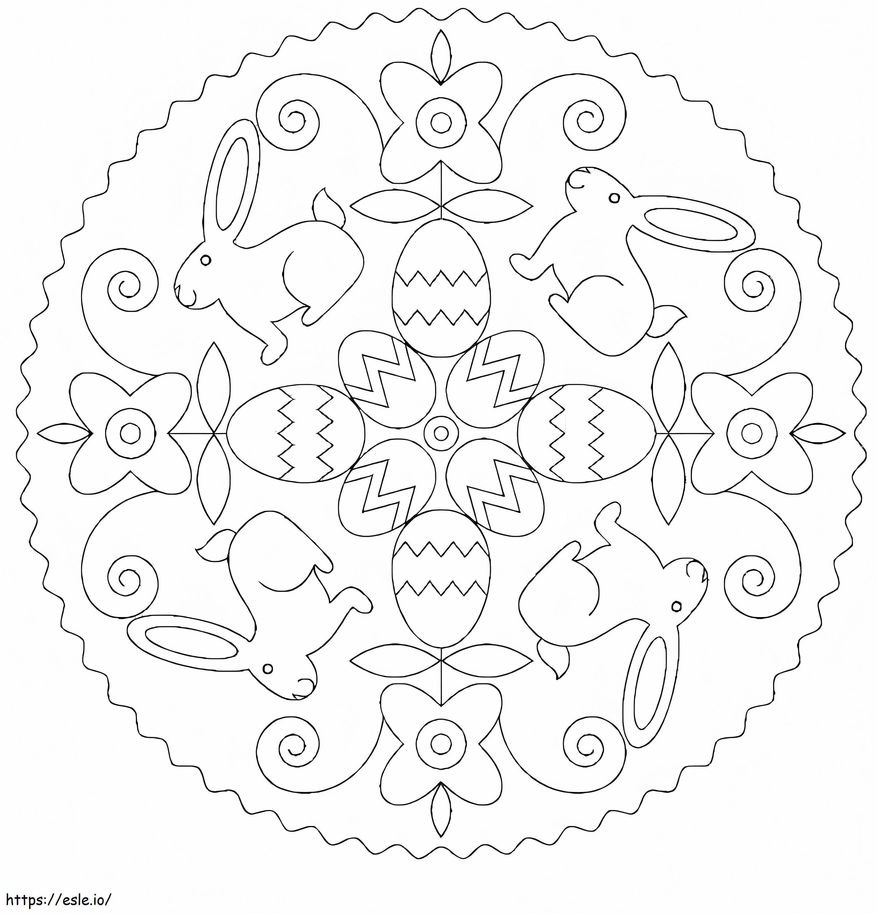 Coloriage Merveilleux Mandala de Pâques à imprimer dessin