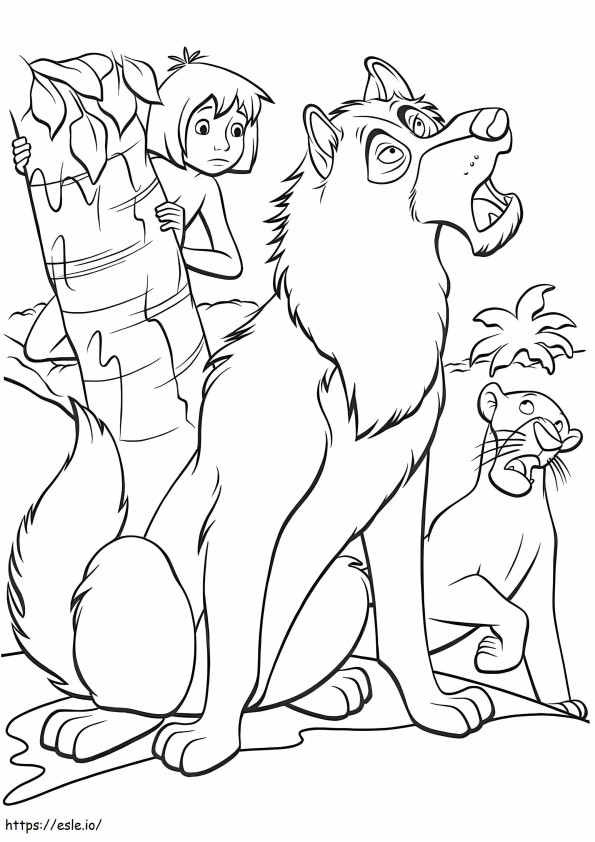 Bagheera Mowgli Training coloring page