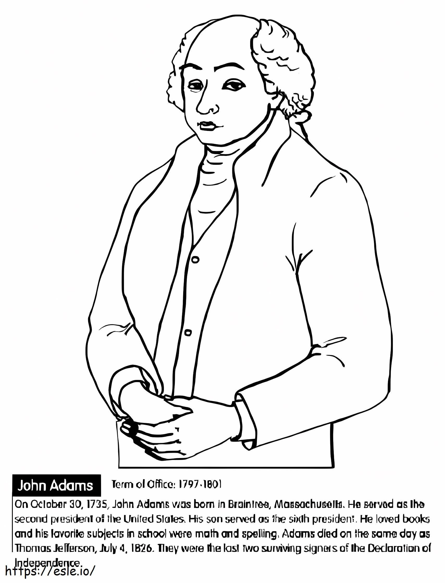 Prezydent USA John Adams kolorowanka