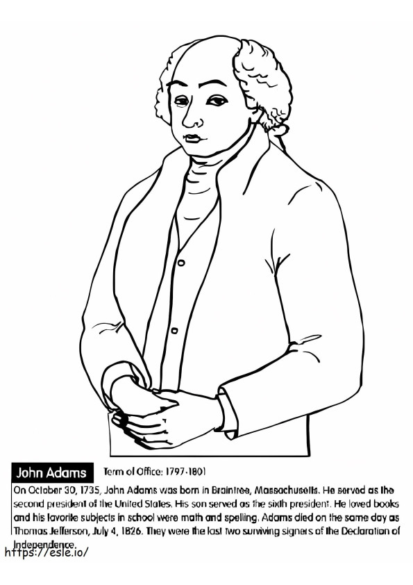 Președintele SUA John Adams de colorat