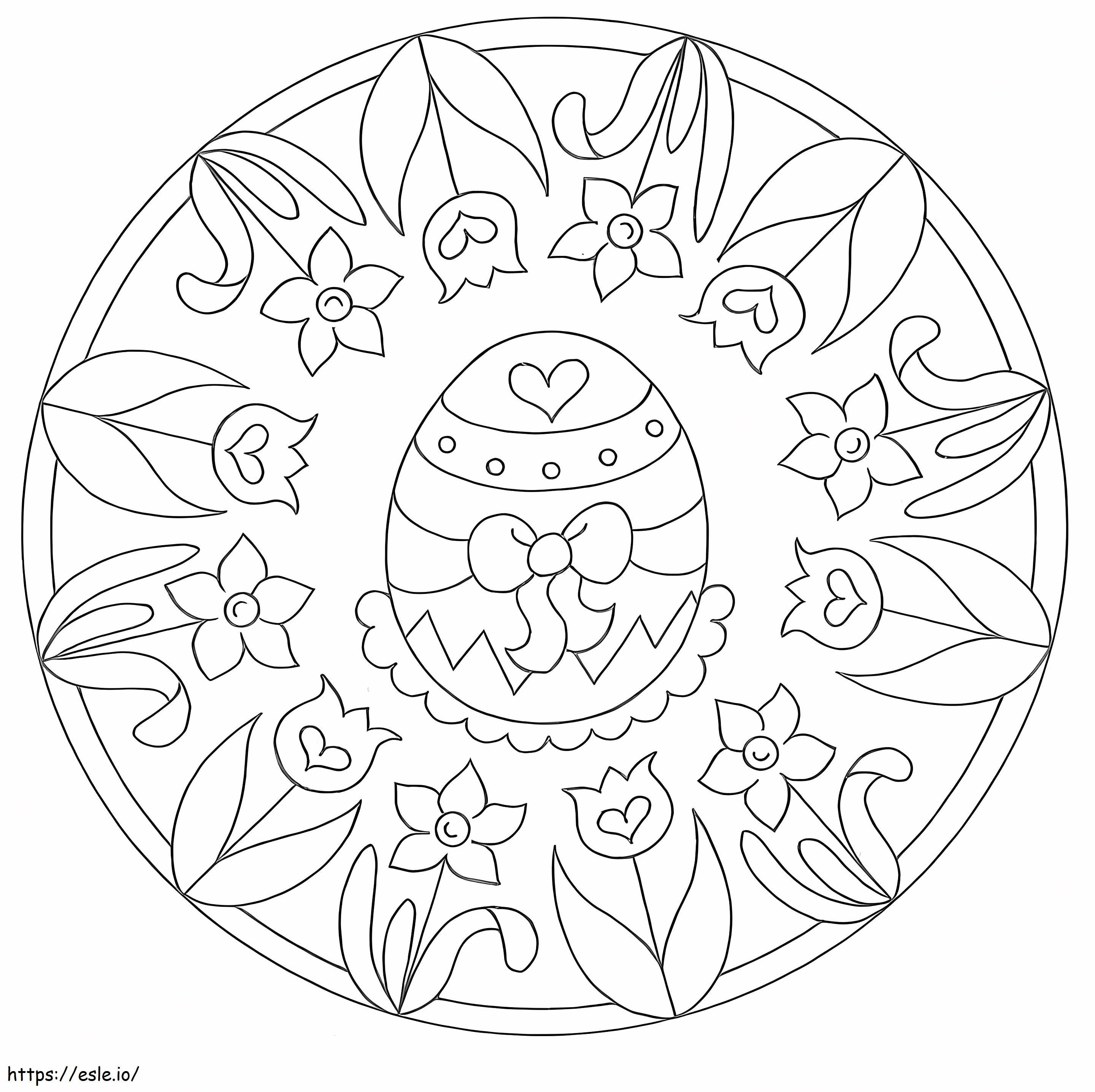 Mandala z jajkiem wielkanocnym kolorowanka