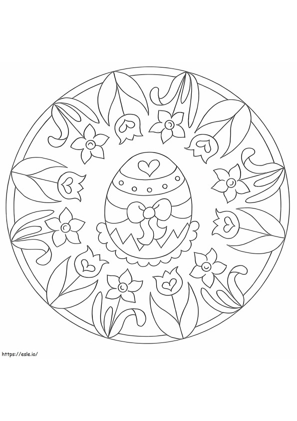 Coloriage Mandala d'oeufs de Pâques à imprimer dessin