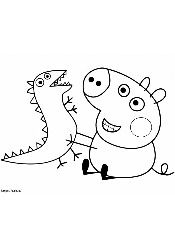 George Pig brinca com dragão para colorir