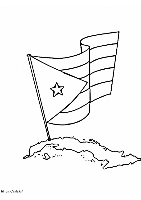 Vlag en kaart van Cuba kleurplaat