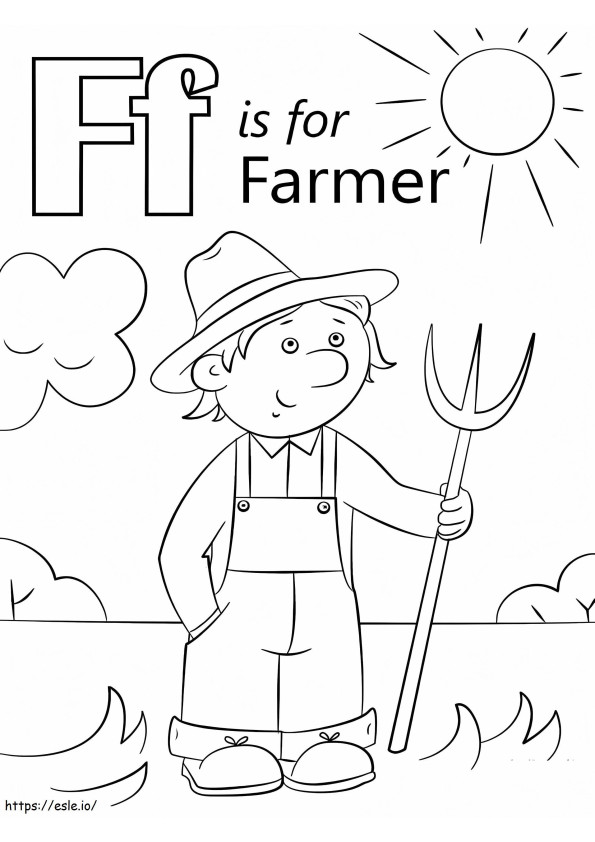 Maanviljelijän kirjain F värityskuva