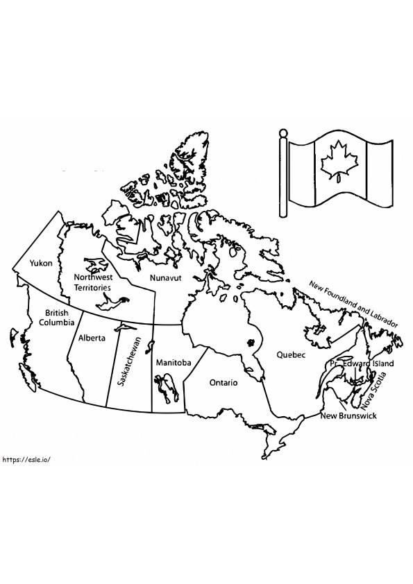 Kaart van Canada 9 kleurplaat