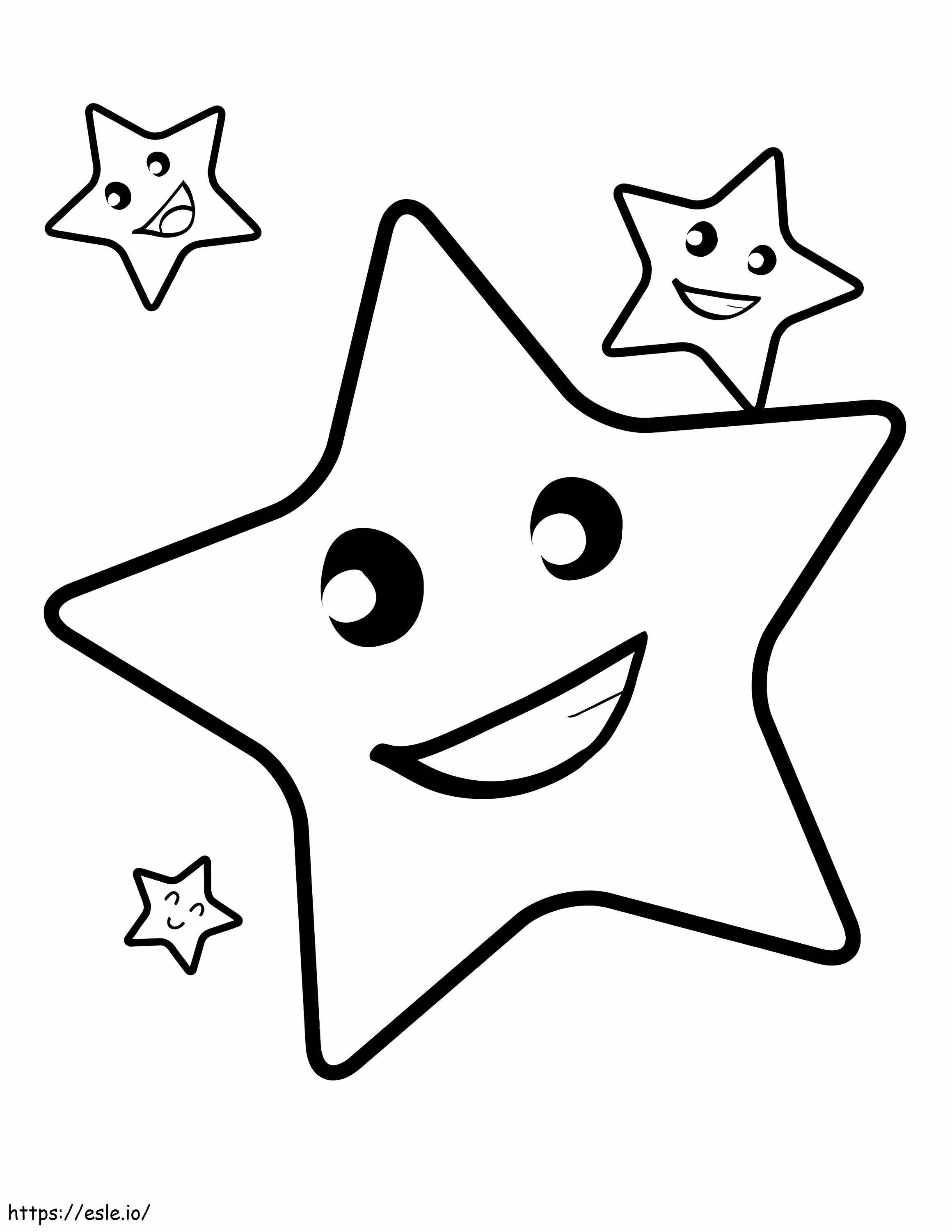 Vier lustige Sterne ausmalbilder