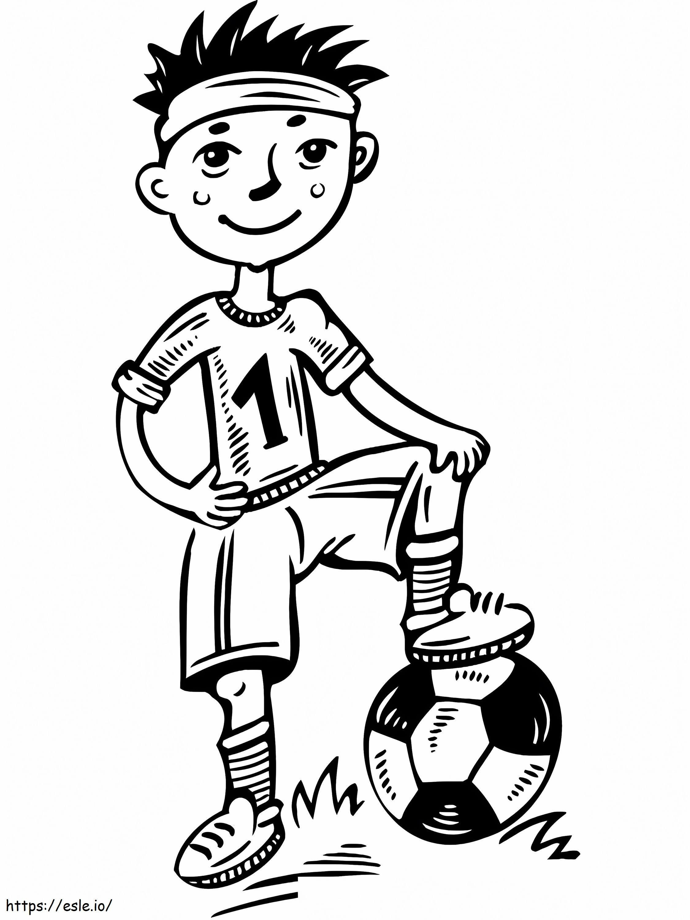 Jugador de fútbol joven para colorear