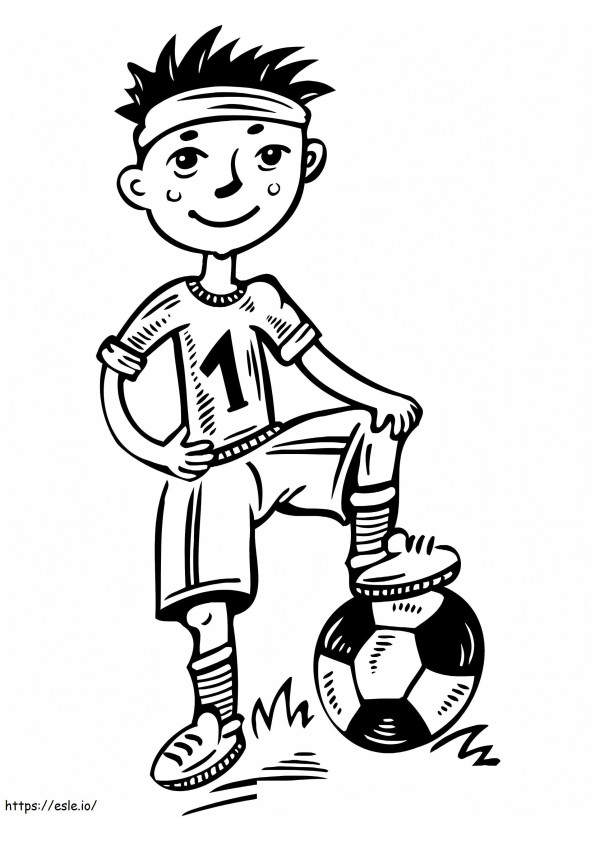 Młody chłopiec piłkarz kolorowanka