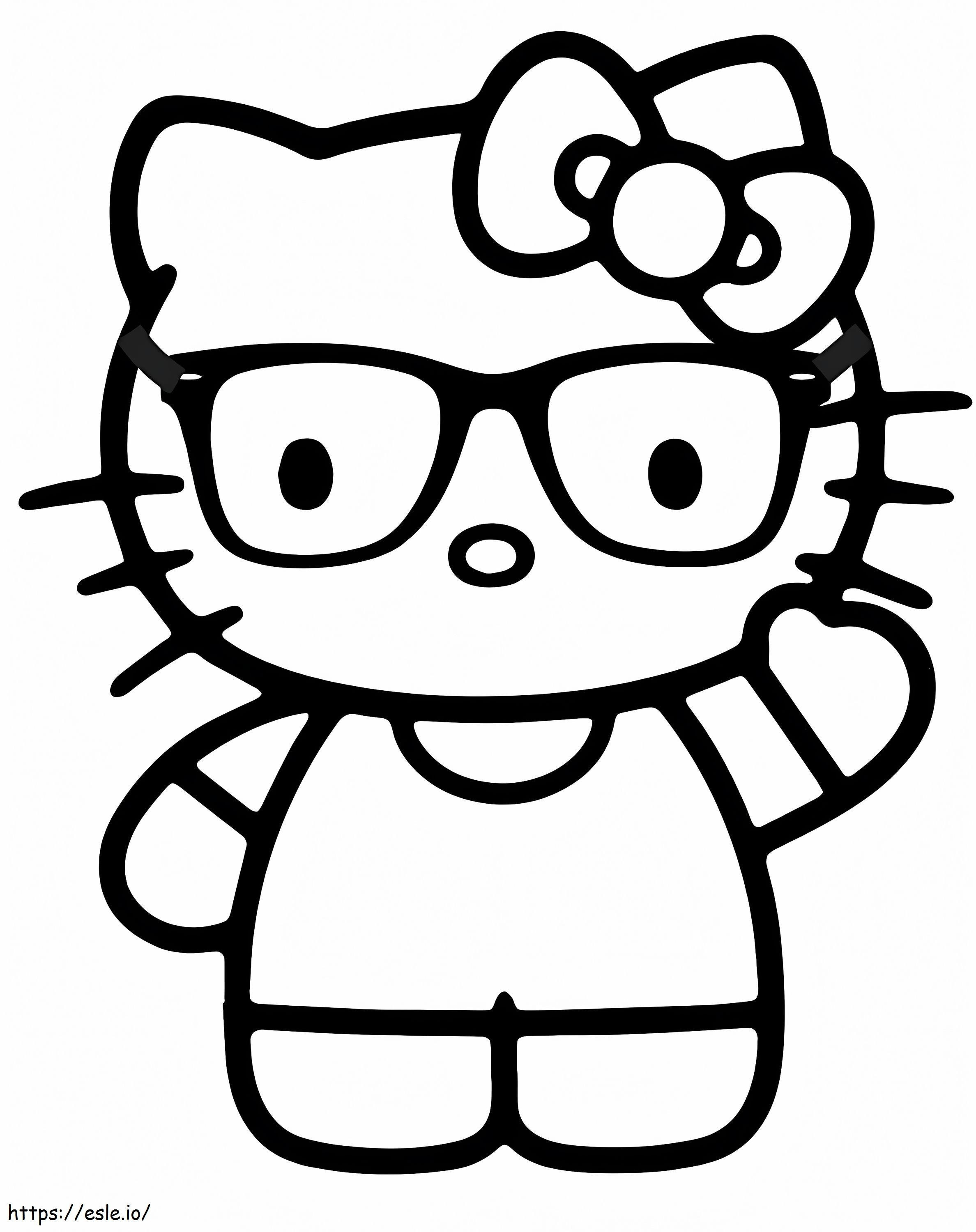 Hello Kitty Wears Glasses coloring page