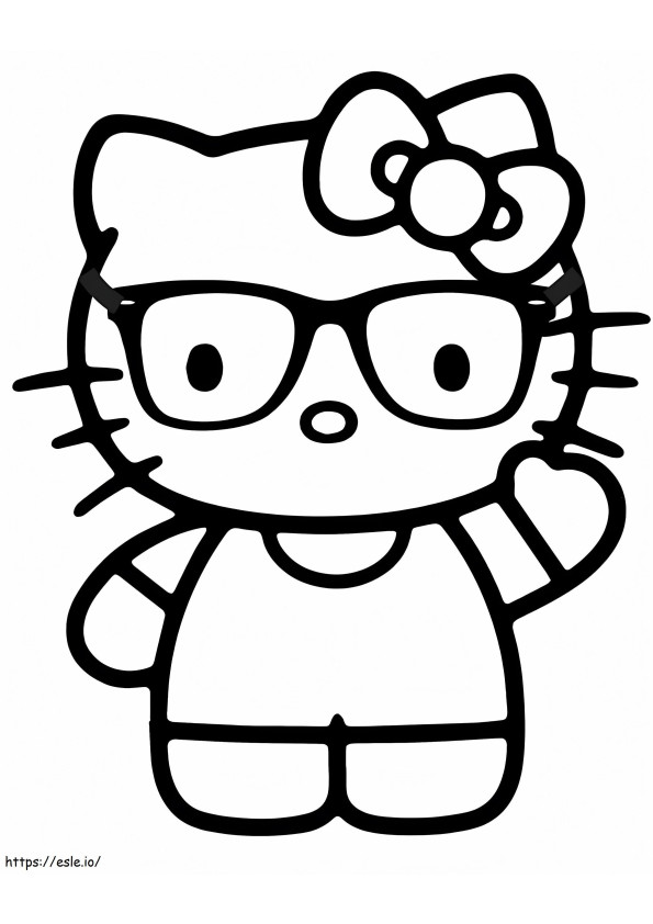 Hello Kitty Wears Glasses coloring page