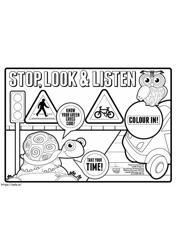 Stop Look And Listen coloring page