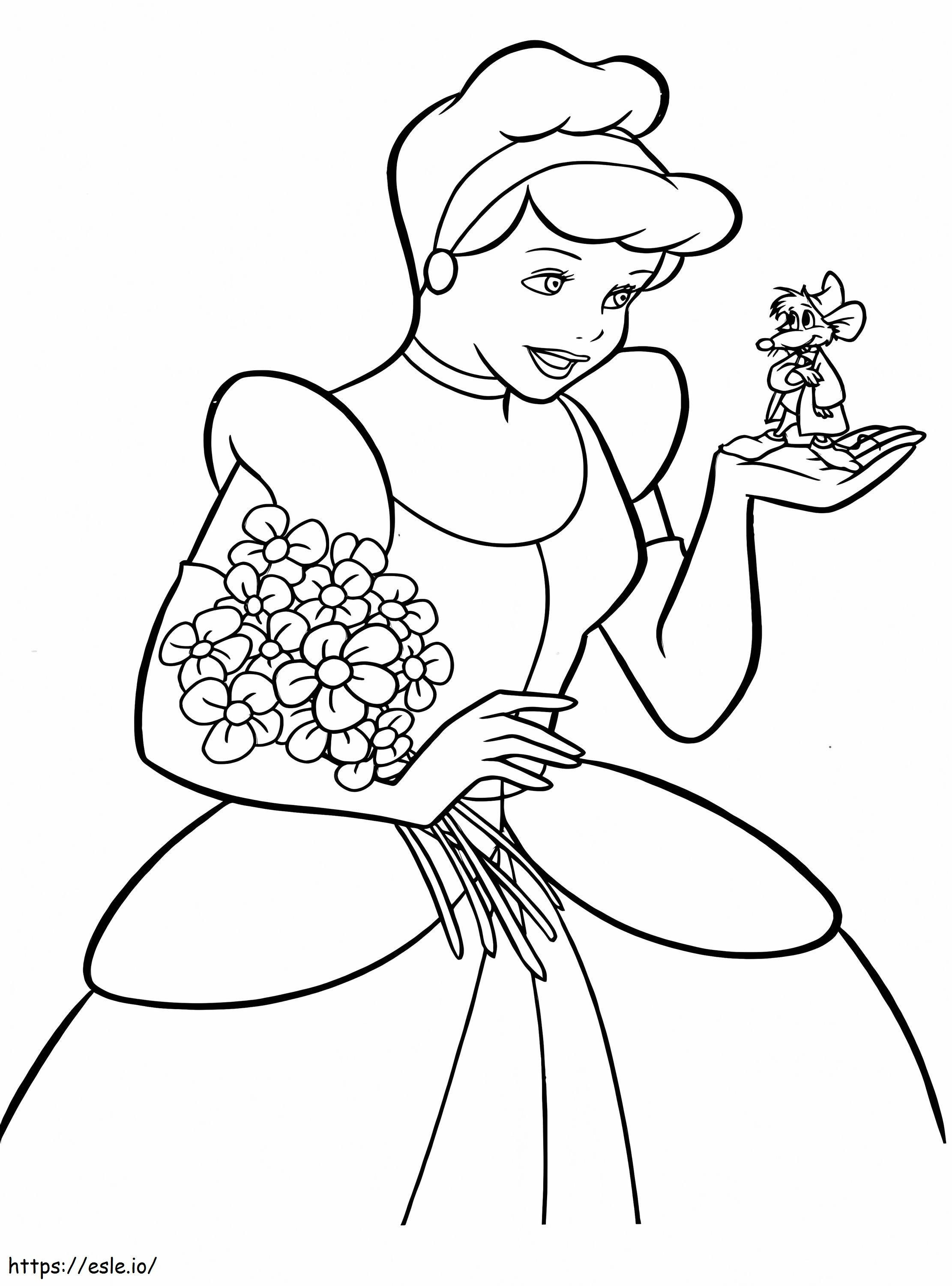 Cinderella And Jaq coloring page