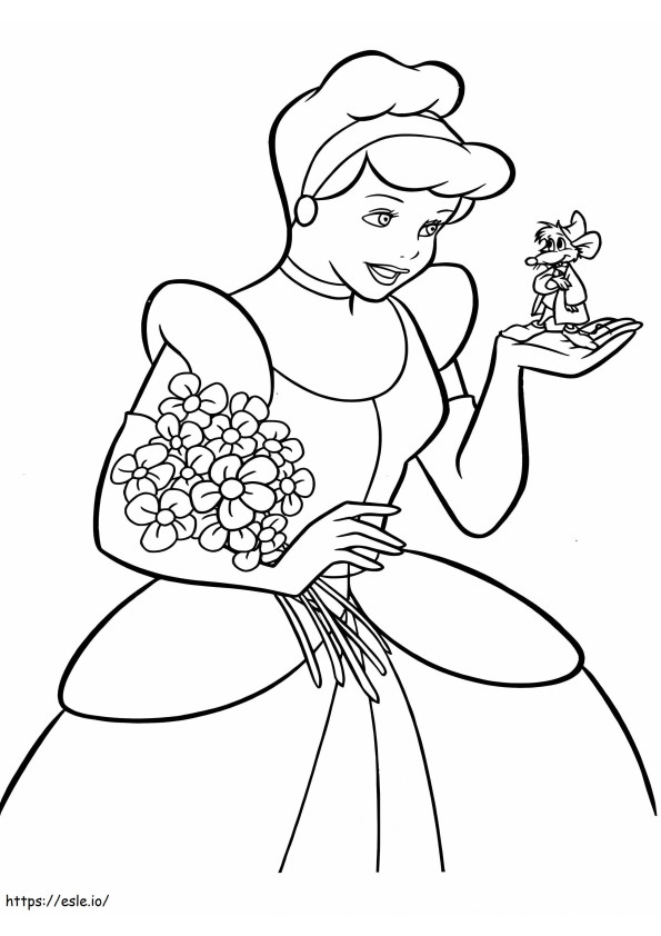 Cinderella ja Jaq värityskuva