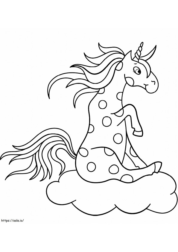 1563413039 Unicornio Sentado En La Nube A4 para colorear