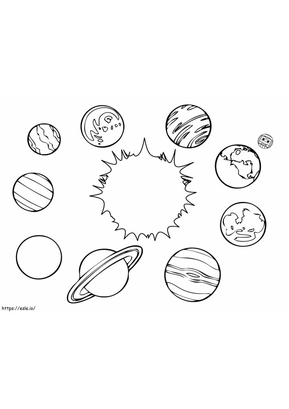 Eenvoudige planeten in het zonnestelsel kleurplaat