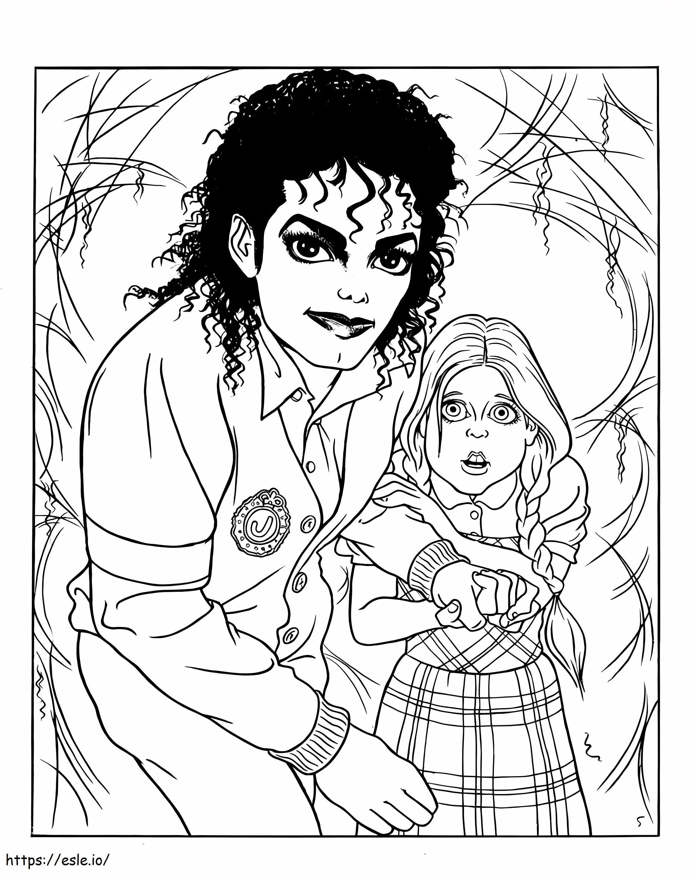 Coloriage Michael Jackson et le petit garçon à imprimer dessin