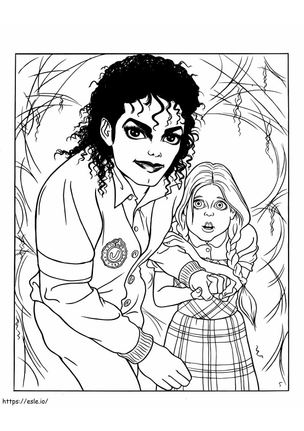 Coloriage Michael Jackson et le petit garçon à imprimer dessin