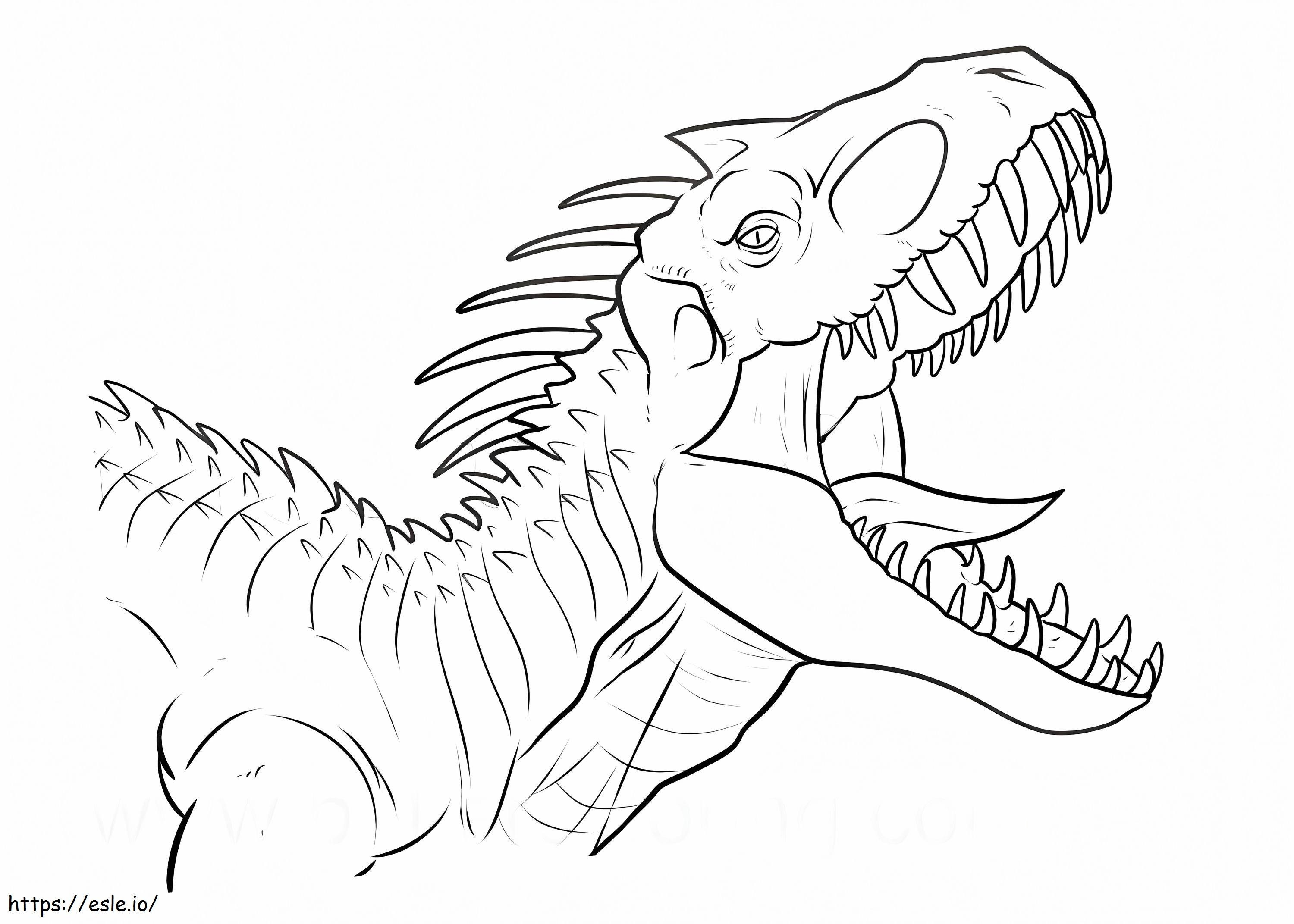 Indoraptor terävillä hampailla värityskuva