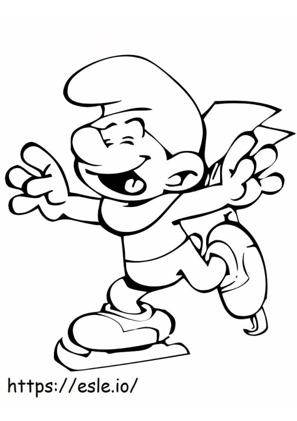 The Smurfs Playing Ice Skating coloring page