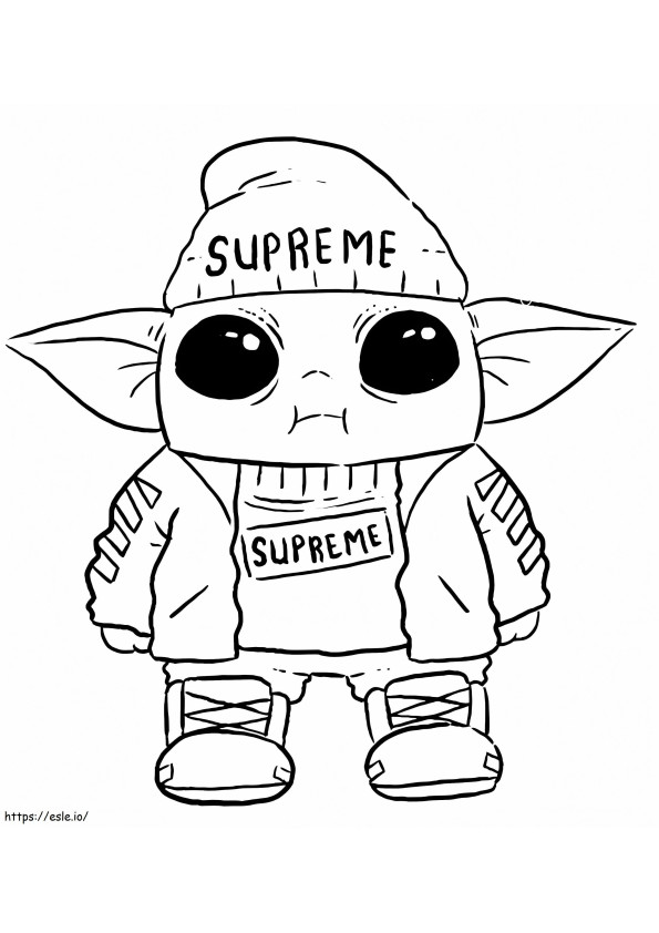 Coloriage Bébé Yoda à la mode à imprimer dessin