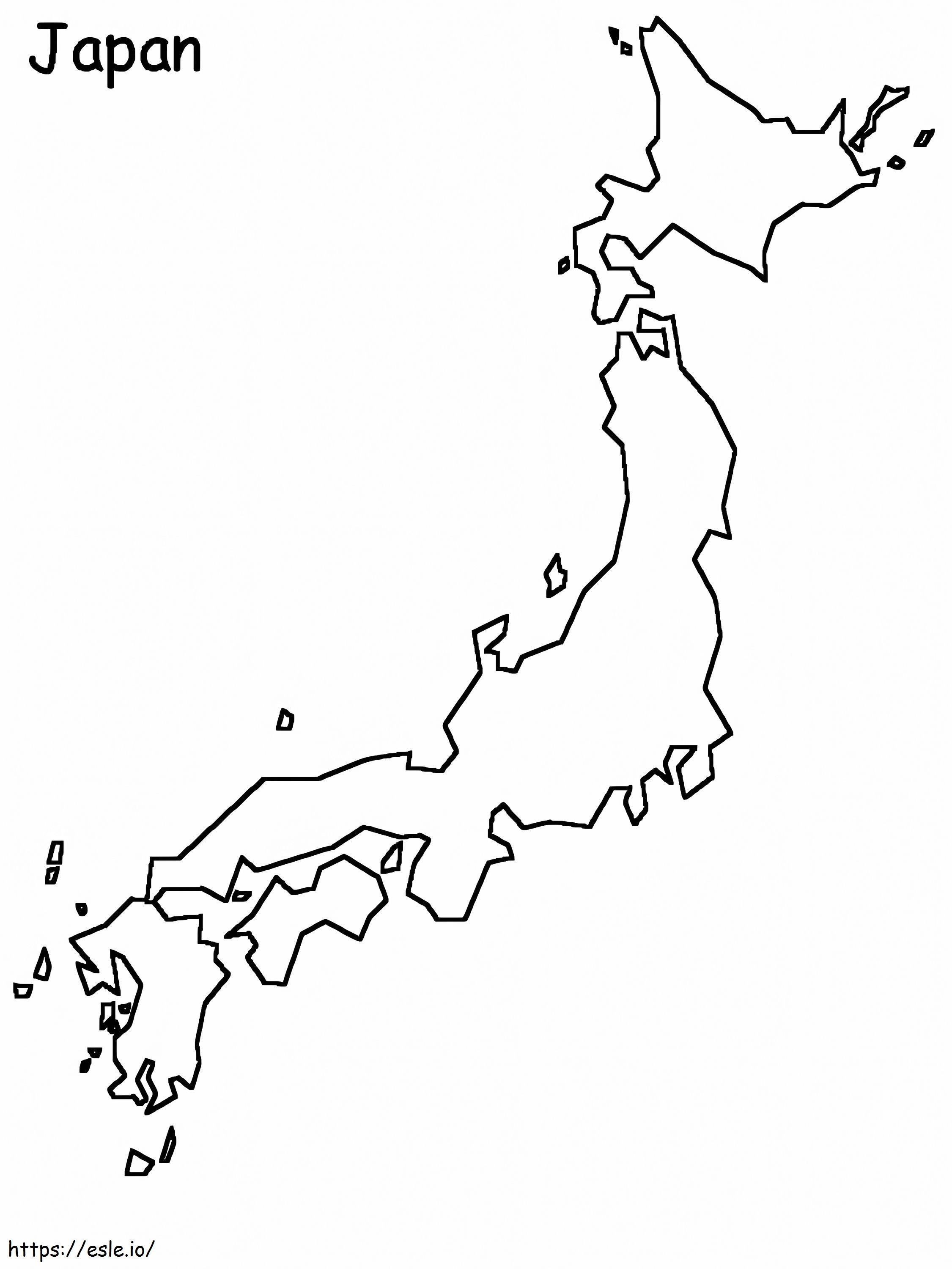 Página para colorir do mapa do Japão para colorir