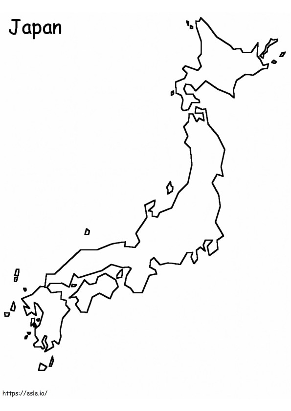 Página para colorir do mapa do Japão para colorir