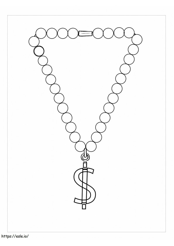 Money Sign Necklace coloring page