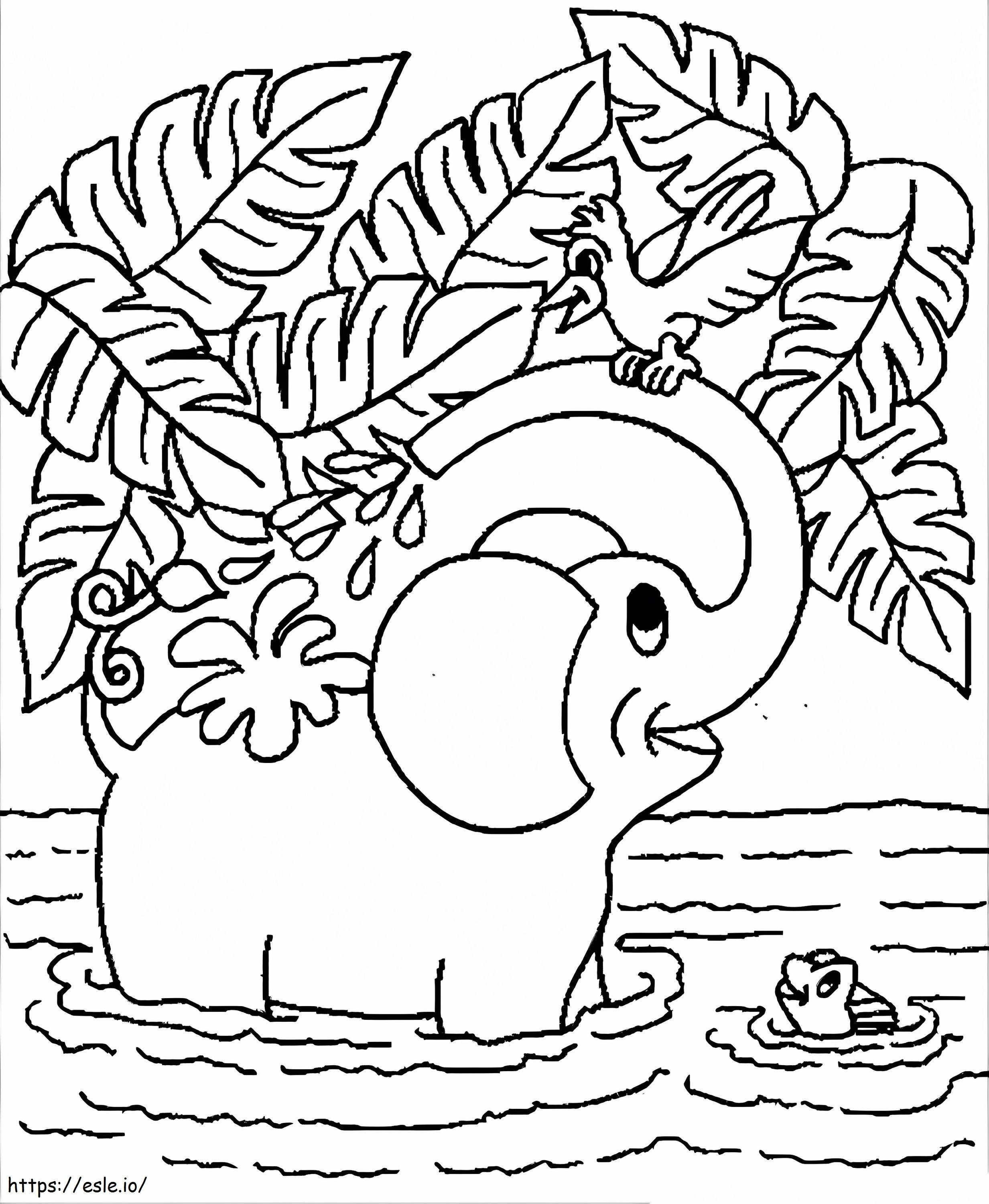 Elephant And Bird coloring page