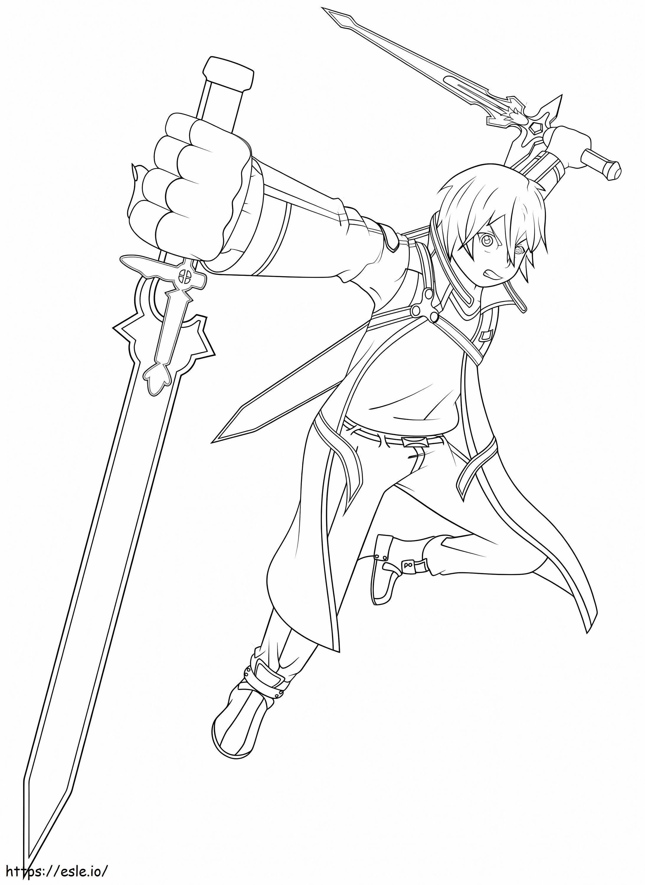 Kirito With Two Swords 1 coloring page