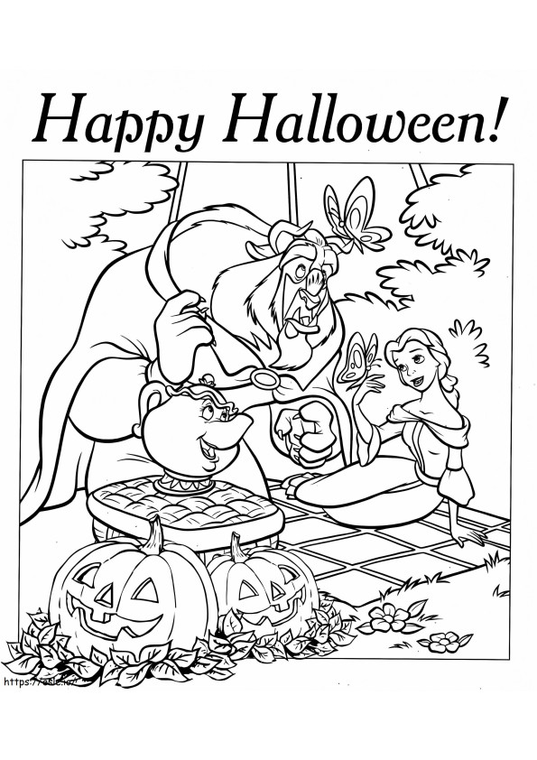 Coloriage Halloween La Belle Et La Bête à imprimer dessin