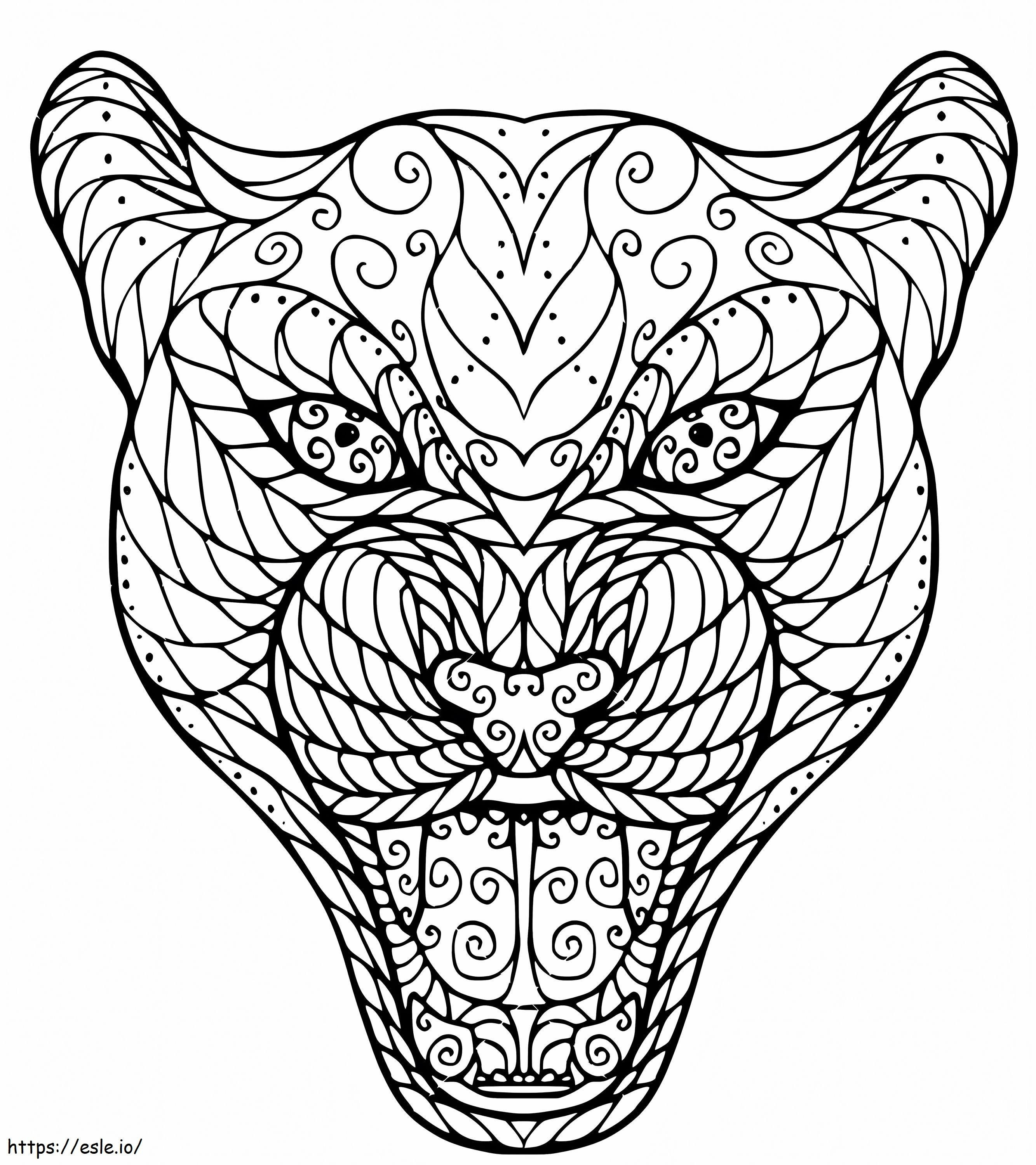 Zen Tangle Leopard Head coloring page