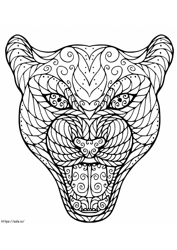 Cabeça de leopardo emaranhado Zen para colorir
