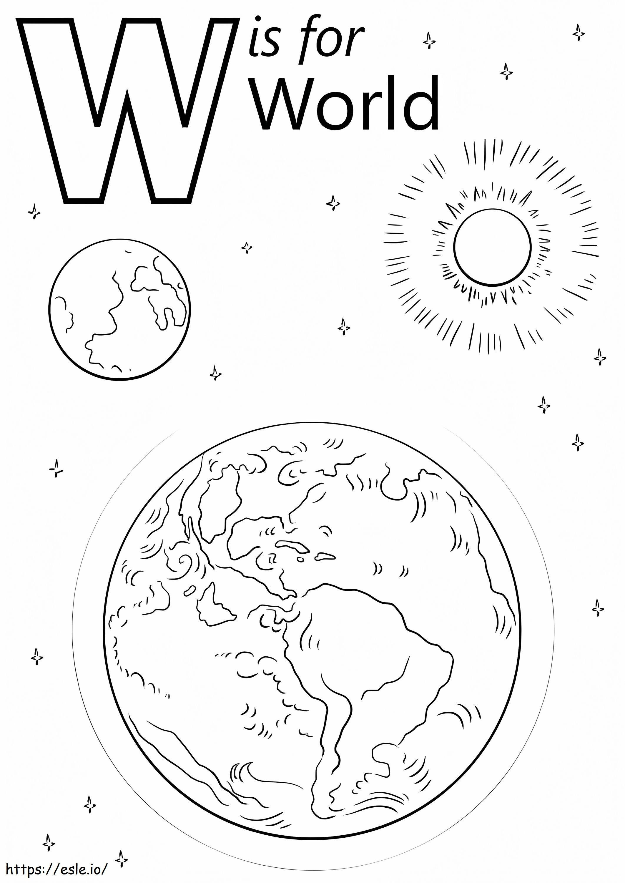 World Letter W coloring page