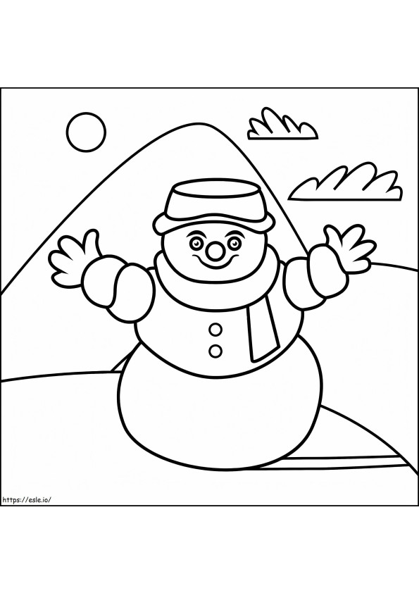 Simpele sneeuwpop 1 kleurplaat