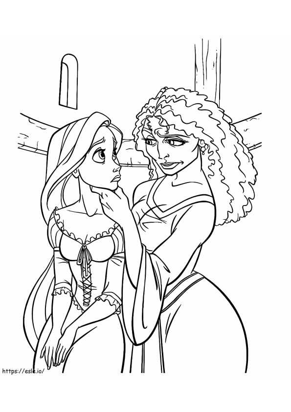 Mother Gothel And Rapunzel coloring page