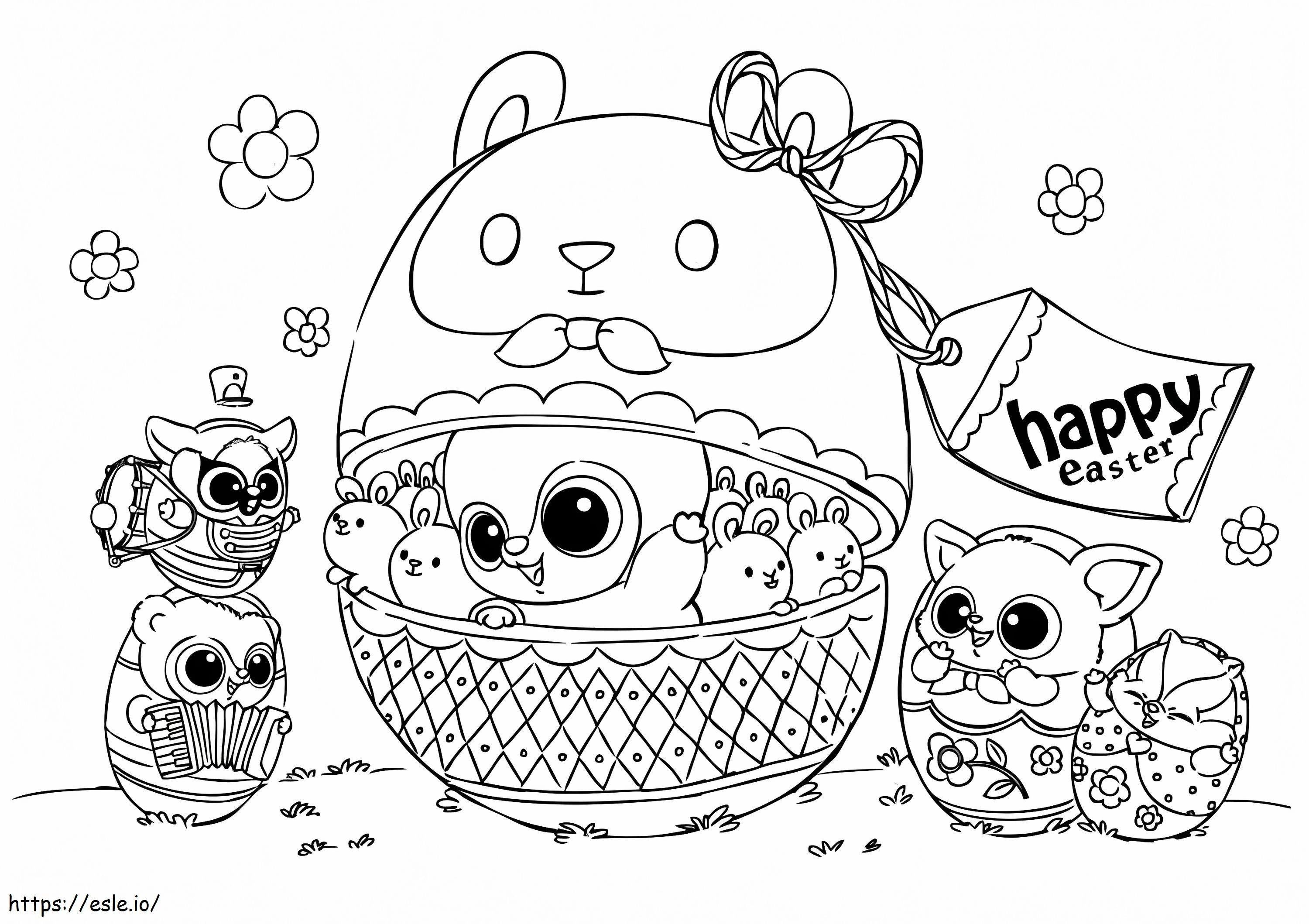 Coloriage YooHoo et ses amis à Pâques à imprimer dessin