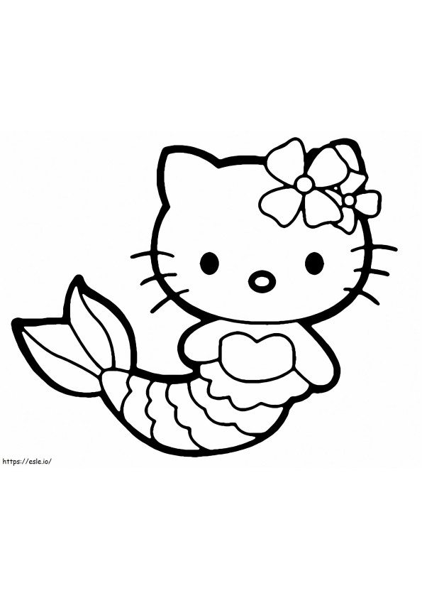 Coloriage Hello Kitty Sirène Mignonne à imprimer dessin