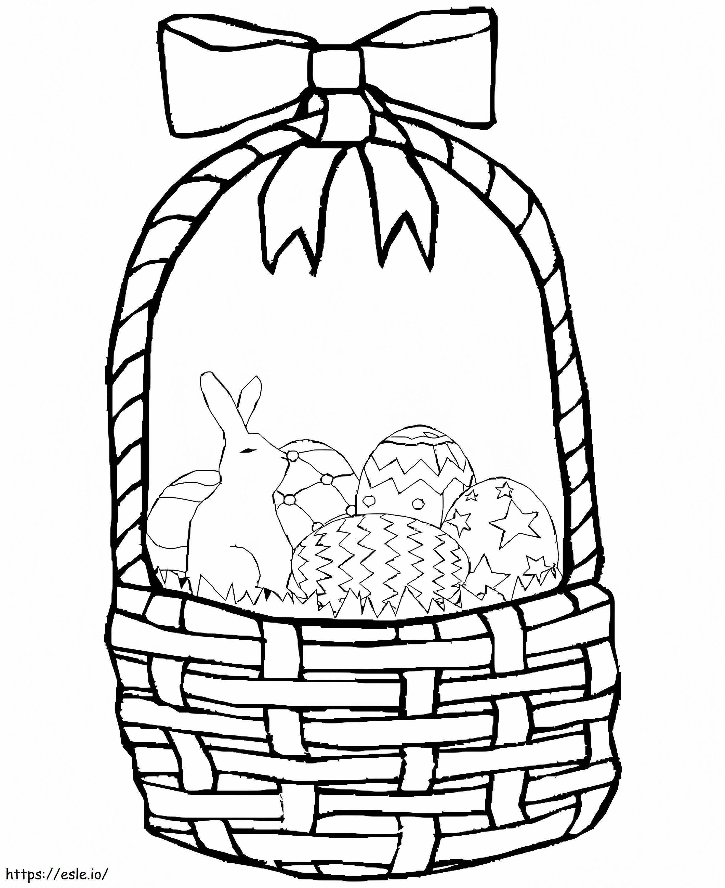 Piccolo coniglietto nel cestino di Pasqua da colorare