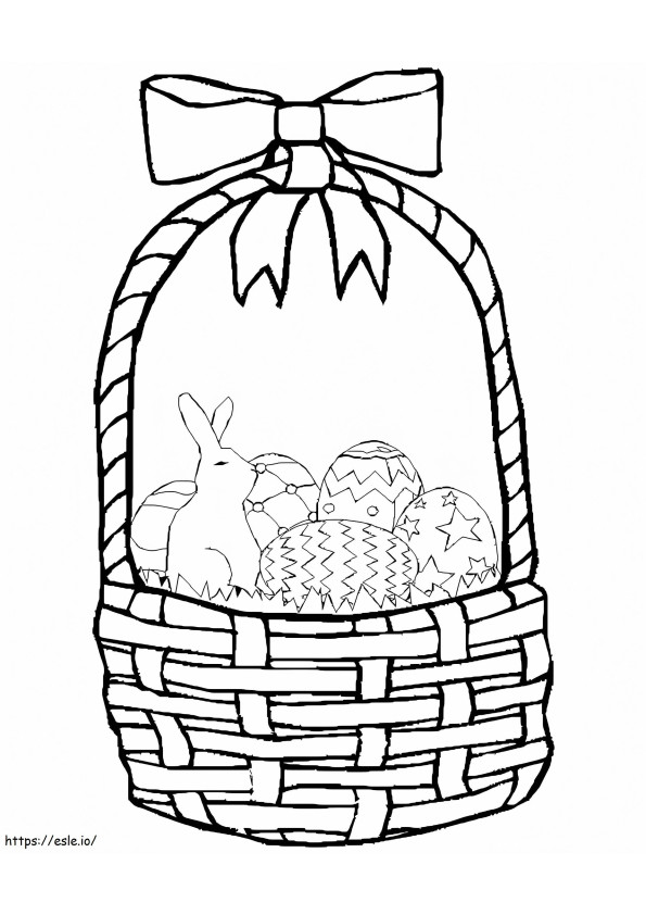 Conejito en cesta de Pascua para colorear